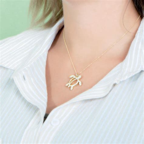 Sterling Silver Gold Vermeil Pavé Polynesian Sea Turtle Pendant Island By Koa Nani