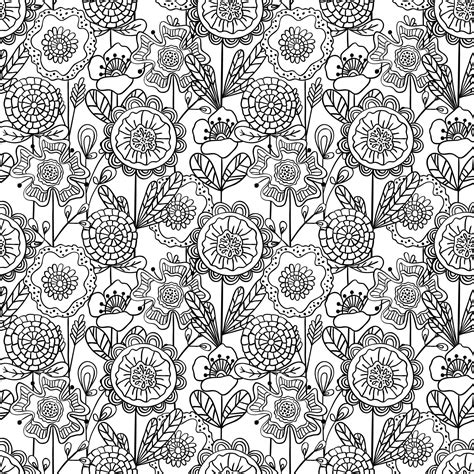 Premium Vector Seamless Monochrome Floral Pattern Hand Drawn Doodle