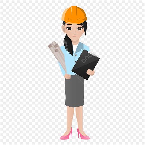 Female Cartoon Clipart Transparent Background, Female Female Engineer Cartoon Cartoon Female ...