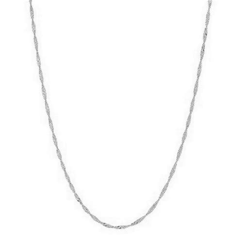 14k White Gold Sparkle Singapore Chain Necklace 085 Mm 16 Inches