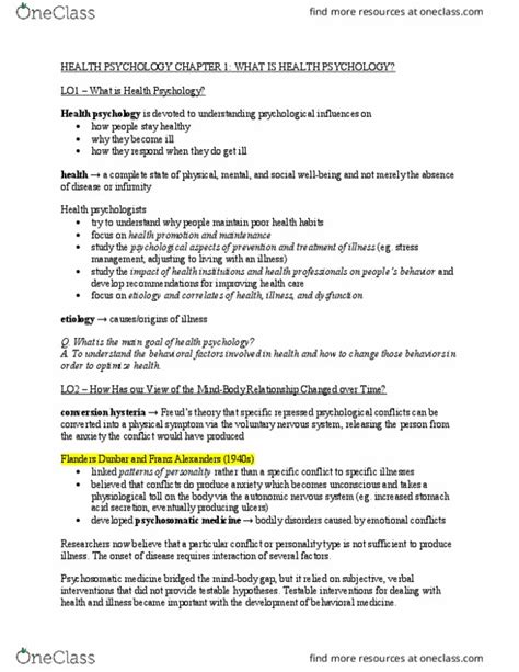 Psyc Lecture Notes Spring Lecture Behavioral Medicine