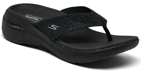 Skechers Synthetic Go Walk Arch Fit Dazzle Thong Flip Flop Walking