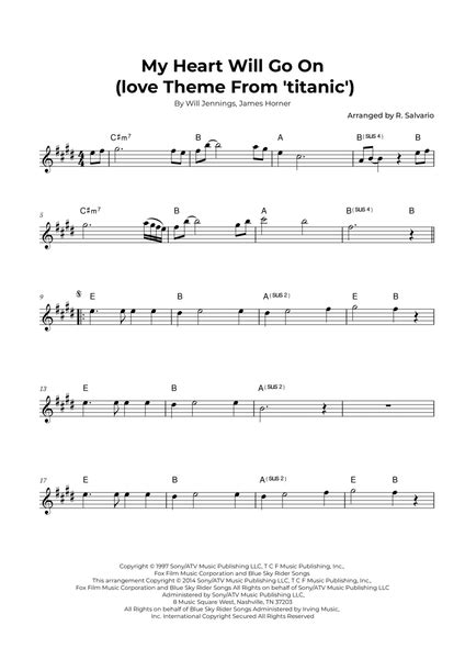 My Heart Will Go On Love Theme From Titanic By Celine Dion Easy Piano Digital Sheet