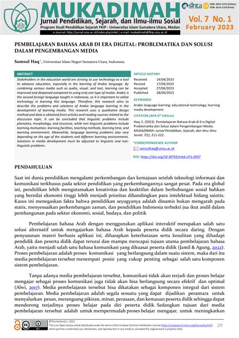 PDF Pembelajaran Bahasa Arab Di Era Digital Problematika Dan Solusi