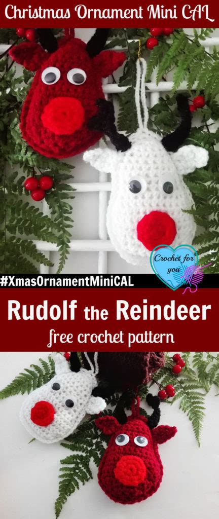 Crochet Rudolf Reindeer Christmas Ornament Free Pattern