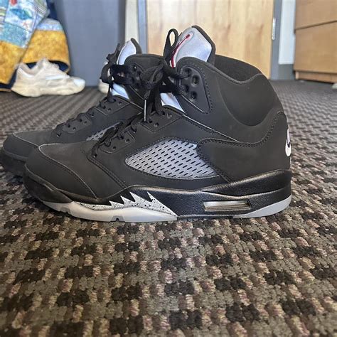 Jordan 5 Metallic Black. Size 9.5 US men’s. Worn once. - Depop