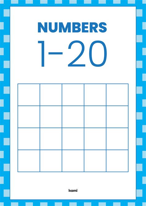 Number Chart | 1-20 Blank for Teachers | Perfect for grades 1st, 2nd ...