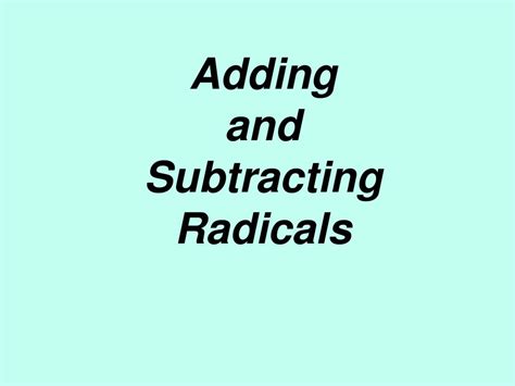 Adding And Subtracting Radicals Pdf