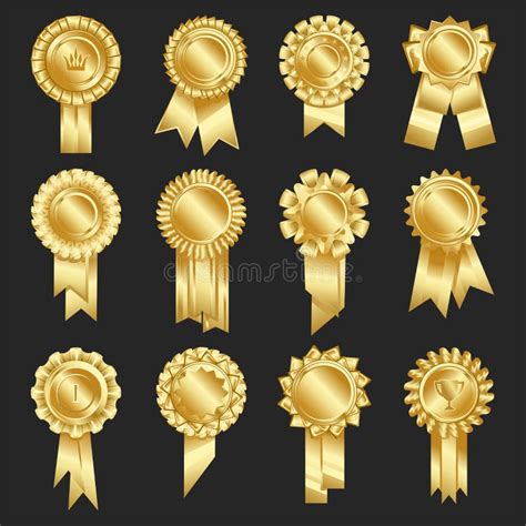 Golden Award Ribbon Rosettes Stock Illustrations 55 Golden Award