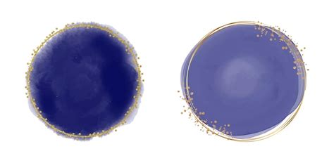 Premium Vector Navy Blue Watercolor Round Frames With Golden Glitter