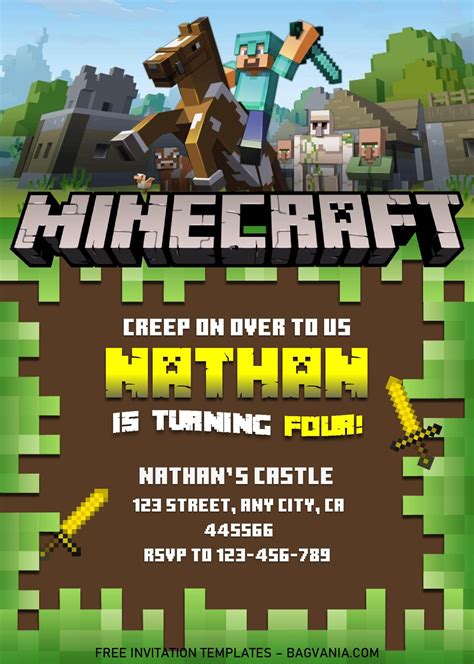 Minecraft Birthday Invitation Templates Editable With Ms Word Artofit