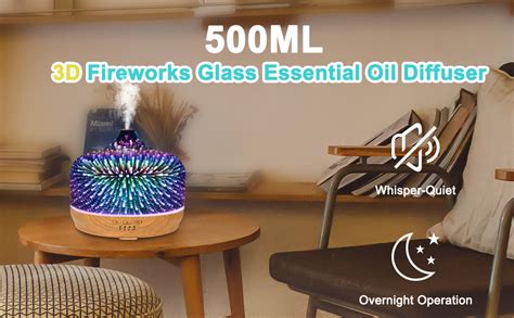 Essential Oil Diffuser Exqline 500ml Large Aroma Diffuser 3D Glass