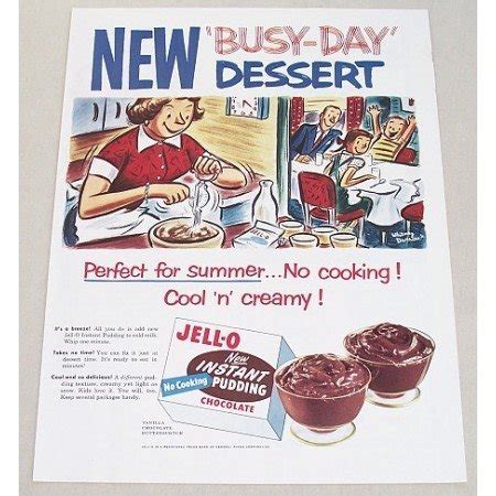 1954 Jello Chocolate Instant Pudding Color Art Print Ad