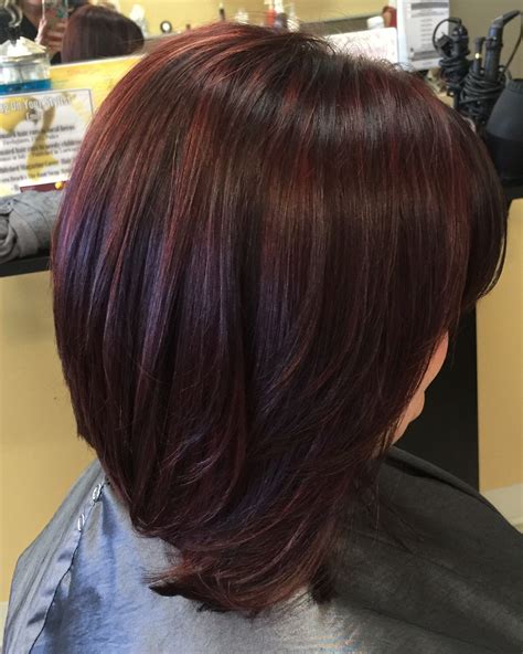 Beautiful Dark With Purple Red Highlights Hair Color Red Highlights Fall Hair Color For