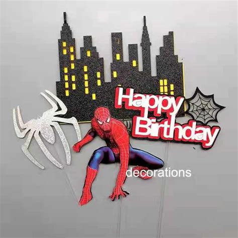 Ins Super Hero Theme Spider Man Set Paper Card Cake Topper Baking Props