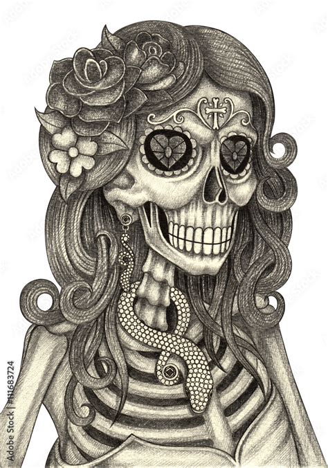 Day Of The Dead Girl Skull Art