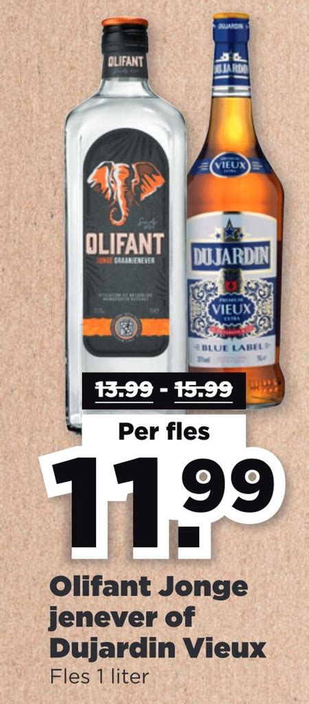 Olifant Jonge Jenever Of Dujardin Vieux Fles Liter Aanbieding Bij Plus