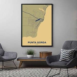 PUNTA GORDA Belize Map Poster Color Hometown City Print Modern Home ...