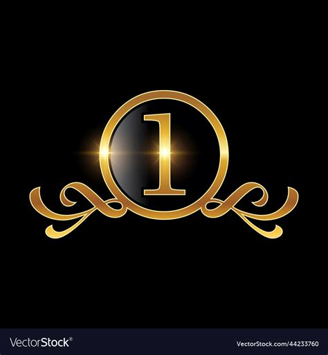 Golden number 1 logo sign Royalty Free Vector Image