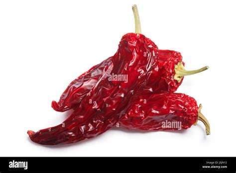 Dried Hungarian Hot Wax Or Paprika Pepper Pods Whole Clipping Paths Shadow Separated Top