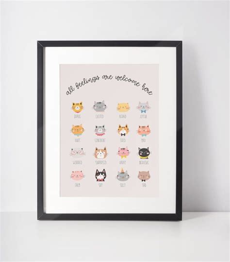 Cat Feelings Chart Emotion Poster For Therapy Offices