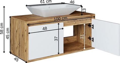 Atlantic Onderkast Met Keramisch Wastafel Cm Wit Eiken Bol