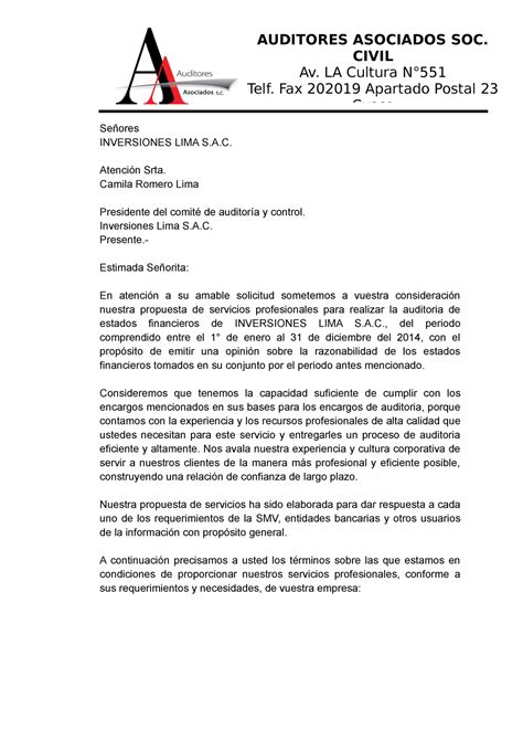 Carta De Gerencia Auditoria Financiera New Sample B The Best Porn Website