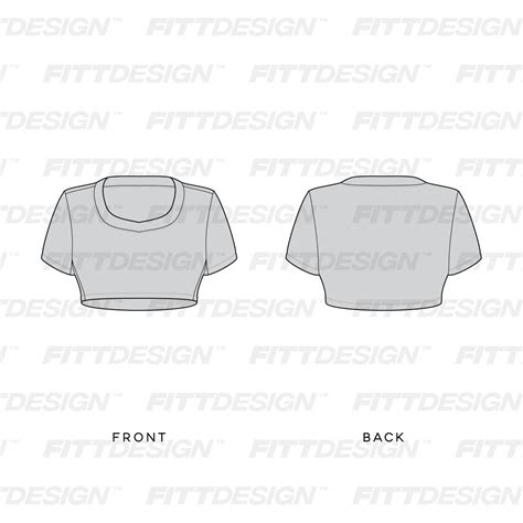 Ladies Diamond Neckline Fitted Crop Top Tech Pack Techpacktemplate