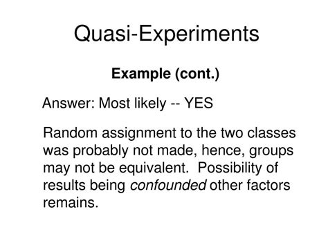 PPT - Experiments and Quasi Experiments PowerPoint Presentation, free ...