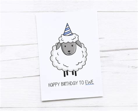 Happy Birthday Card Sheep Etsy UK Happy Birthday Cards Unique