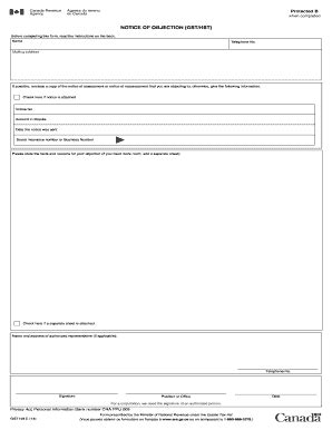 Fillable Online Cra Arc Gc Notice Of Objection GST HST Canada