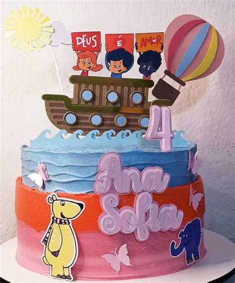 Bolo Tema 3 Palavrinhas Menina - Bolo de Aniversário Infantil Feminino - Decoração Fácil