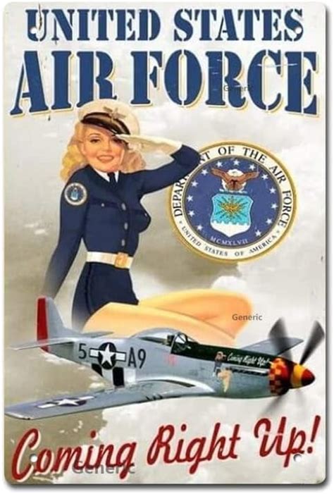 Pin Up Girl Tin Sign Us Air Force Army Metal Sign Military Memorial Day