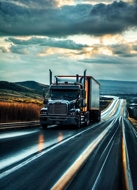 Premium AI Image | Truck driving along the highway