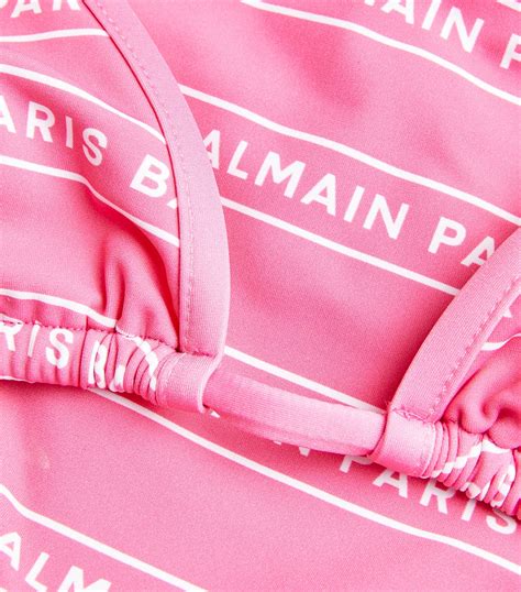 Womens Balmain Pink Logo Stripe Bikini Harrods Uk