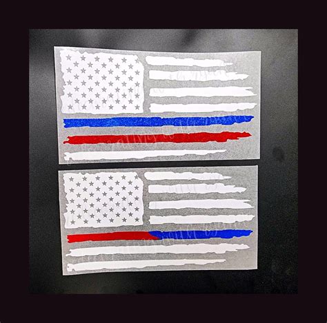 Police & Firefighter Support Flag Glitter Car Vinyl Decal USA Flag ...