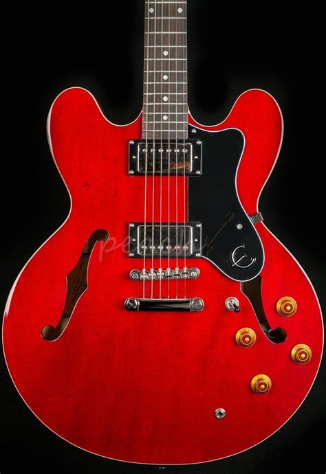 Epiphone Dot335 Cherry Chrome Hardware - Peach Guitars