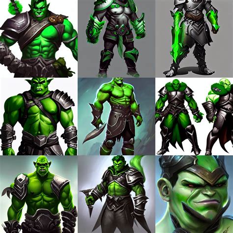 Krea Concept Art Of Male Green Half Orc In Plate Armor Video Game