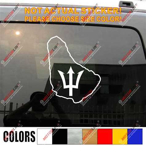 Trident Barbados Flag Map Decal Sticker Car Vinyl Outline Pick Size