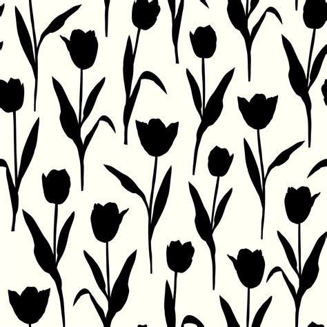 Tulips Flowers Silhouette Seamless Pattern On White Background 2056545