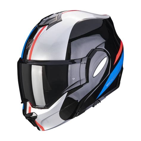 Casco Modulare Scorpion Exo Tech Evo Forza Nero Argento Rosso