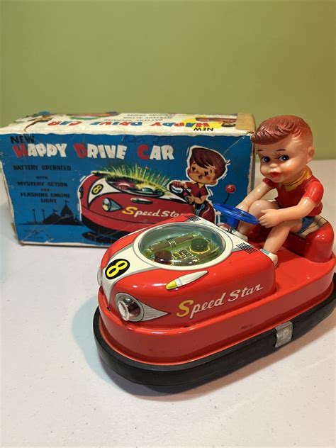 Vintage 1950 S Speed Star Happy Drive Car Tin Litho Toy T N Nomura