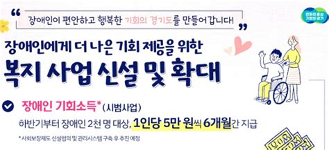 경기도 장애인 기회소득 시범사업 시행 네이트 뉴스