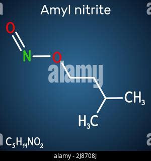 Amyl nitrite, isoamyl nitrite, isopentyl nitrite, molecule. It is ...