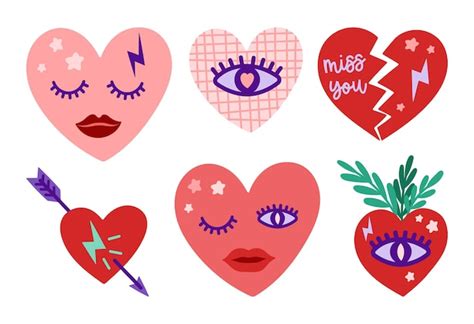 Premium Vector | Valentine's day vector hearts illustration set. valentine cute modern clipart