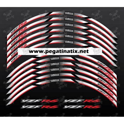 Yamaha Yzf R6 Wheel Stickers Decals Rim Stripes Laminated Yzf R6 White Red