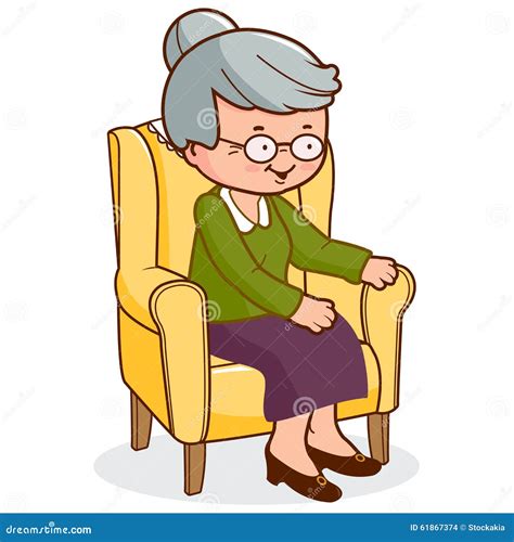 Old Woman Sitting In Armchair Stock Vector Image 61867374