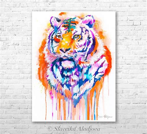 Tiger Watercolor Painting Print By Slaveika Aladjova Art