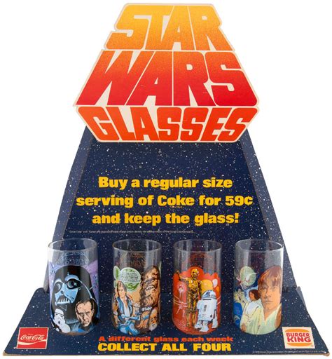 Hake's - "STAR WARS GLASSES" BURGER KING DISPLAY & GLASS SET.