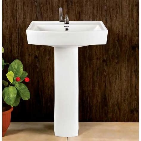 White Ceramic Cameo Pedestal Wash Basin For Home Hotel Dimension